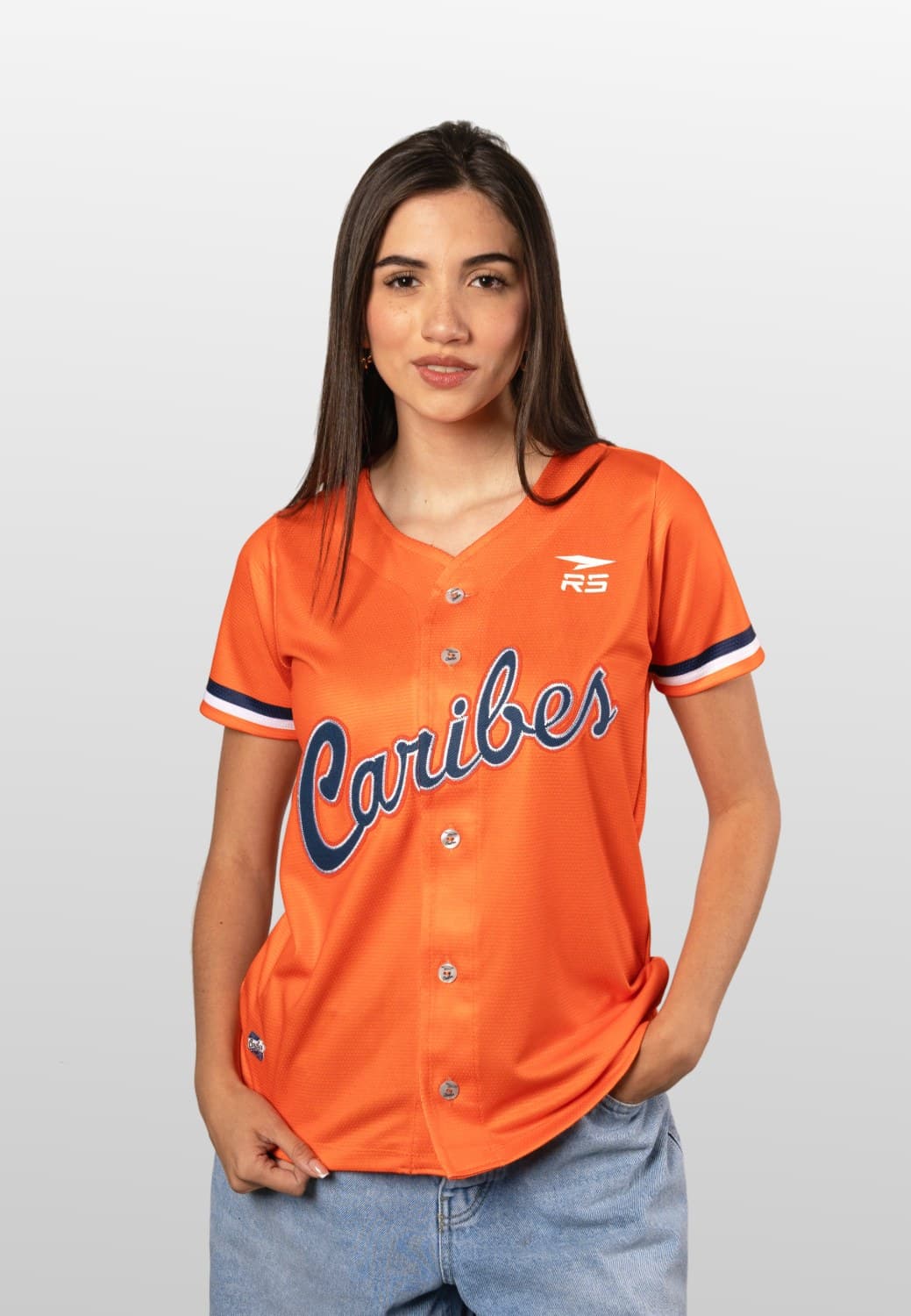 CAMISA OFICIAL VISITA DAMA CARIBES  - NARANJA - 1
