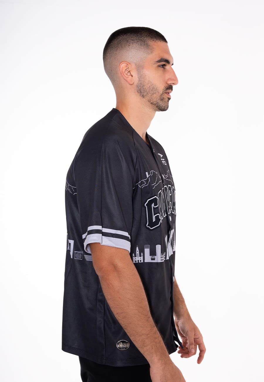 CAMISA DE JUEGO OFICIAL CABALLERO CAMPEONES LEONES DEL CARACAS -  NEGRO/GRIS - 2