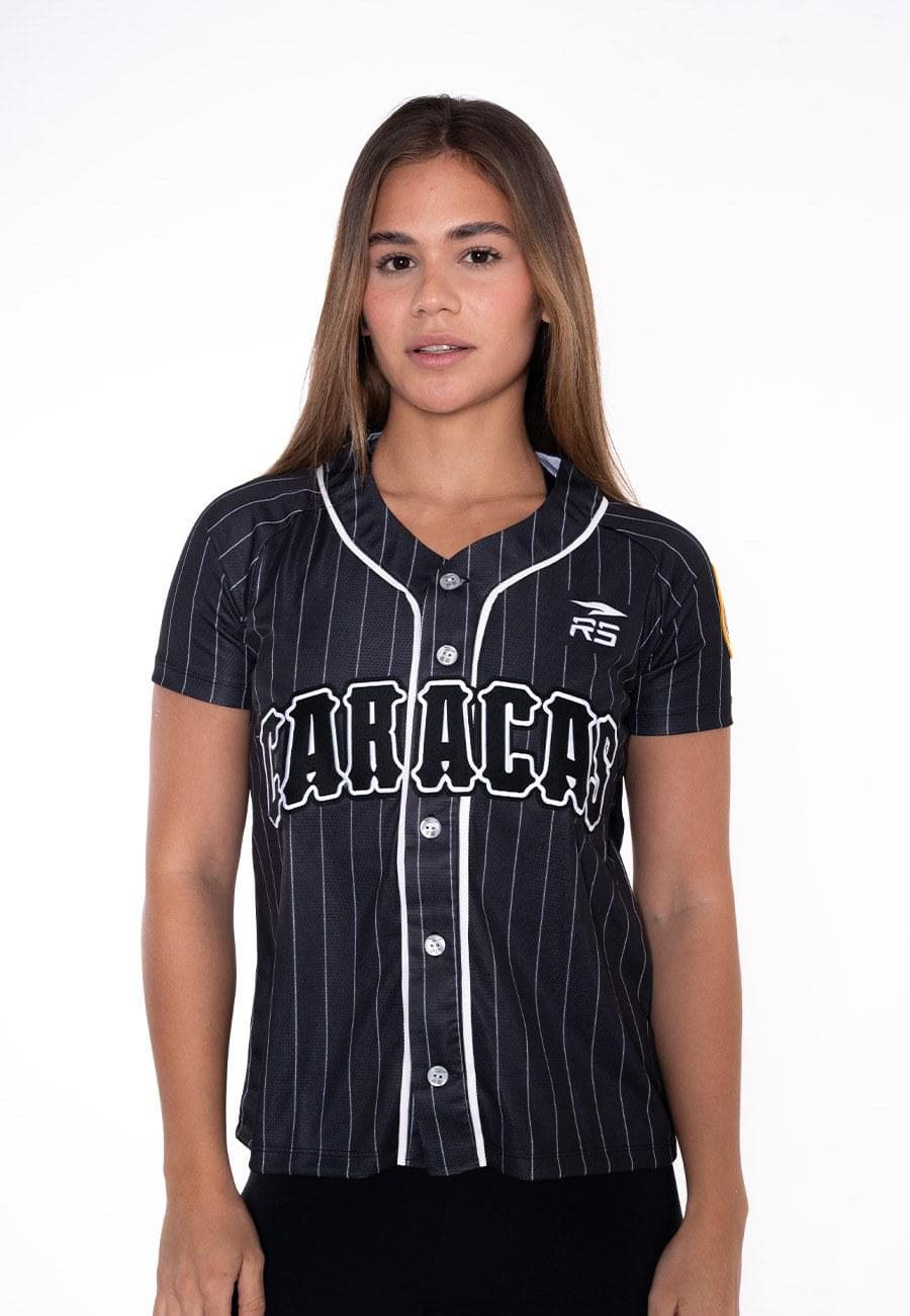 CAMISA OFICIAL VISITA DAMA LEONES DEL CARACAS -  NEGRO/BLANCO - 1