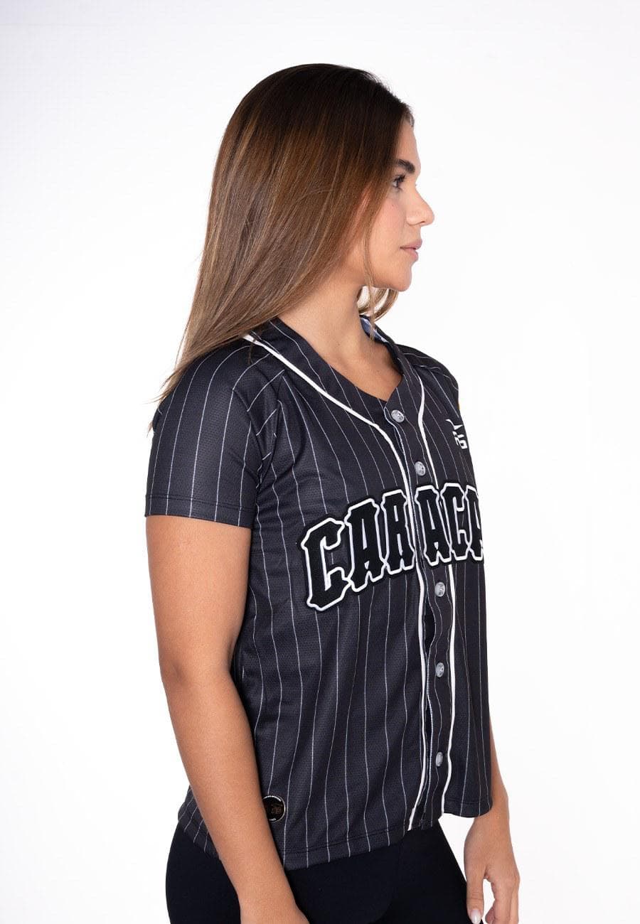 CAMISA OFICIAL VISITA DAMA LEONES DEL CARACAS -  NEGRO/BLANCO - 2
