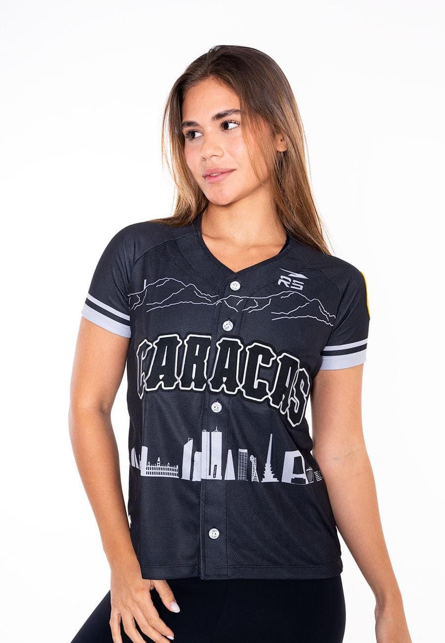 CAMISA DE JUEGO OFICIAL  DAMA CAMPEONES LEONES DEL CARACAS -  NEGRO/GRIS - 5