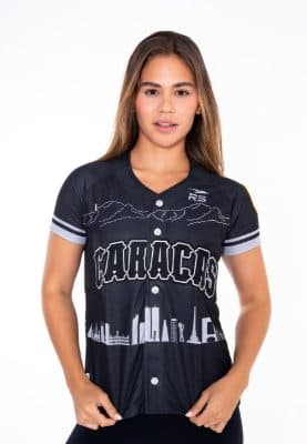 CAMISA DE JUEGO OFICIAL  DAMA CAMPEONES LEONES DEL CARACAS -  NEGRO/GRIS