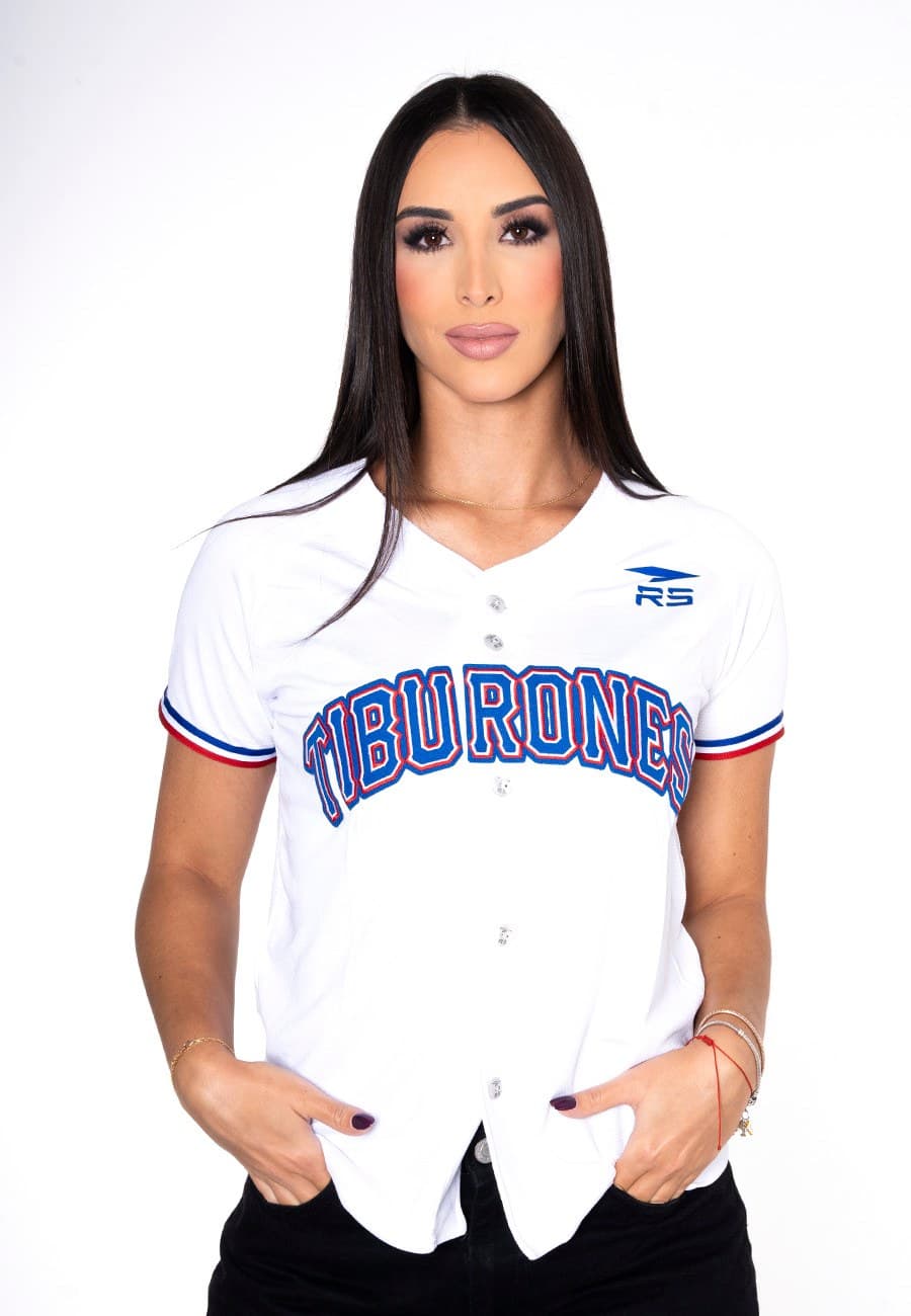 CAMISA OFICIAL HOME DAMA TIBURONES DE LA GUAIRA BLANCO/AZUL - 1